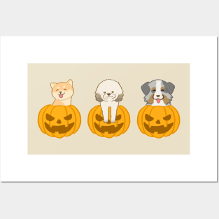 Halloween pumpkin dogs Posters and Art